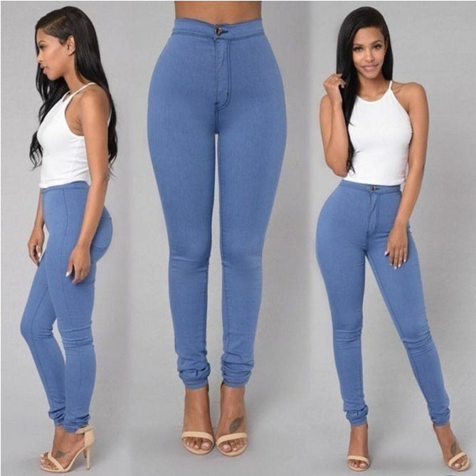 Casual Pants For Women High Waist Stretch Slim Trouser Skinny Candy Color Jeans